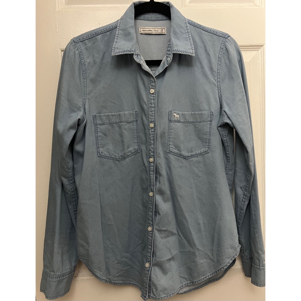 ABERCROMBIE & FITCH BLUE LONG SLEEVES SHIRT WOMEN, MEDIUM